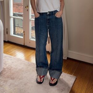 Mango Women's Boyfriend Jeans in Dark Blue Denim